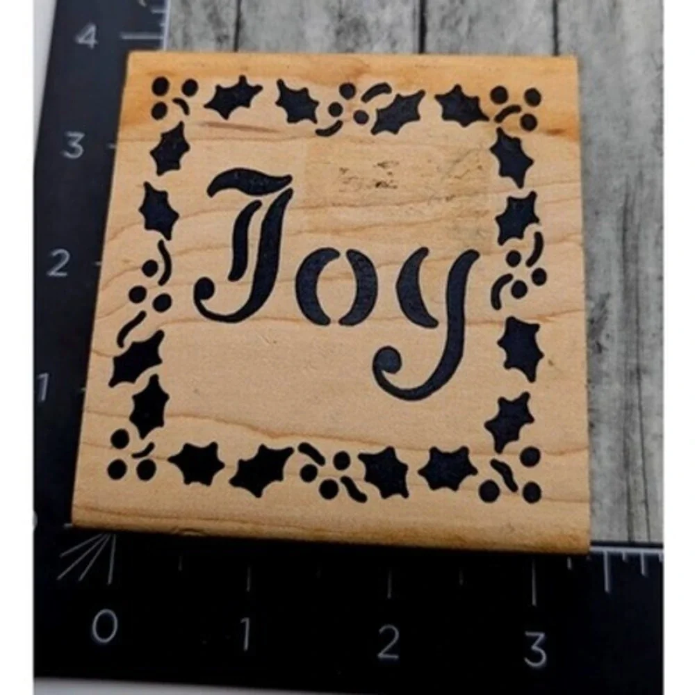 Connor's Collectibles Joy Holly Framed Christmas N7062 Rubber Stamp Wood #D27